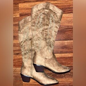 Knee high cowboy style boots